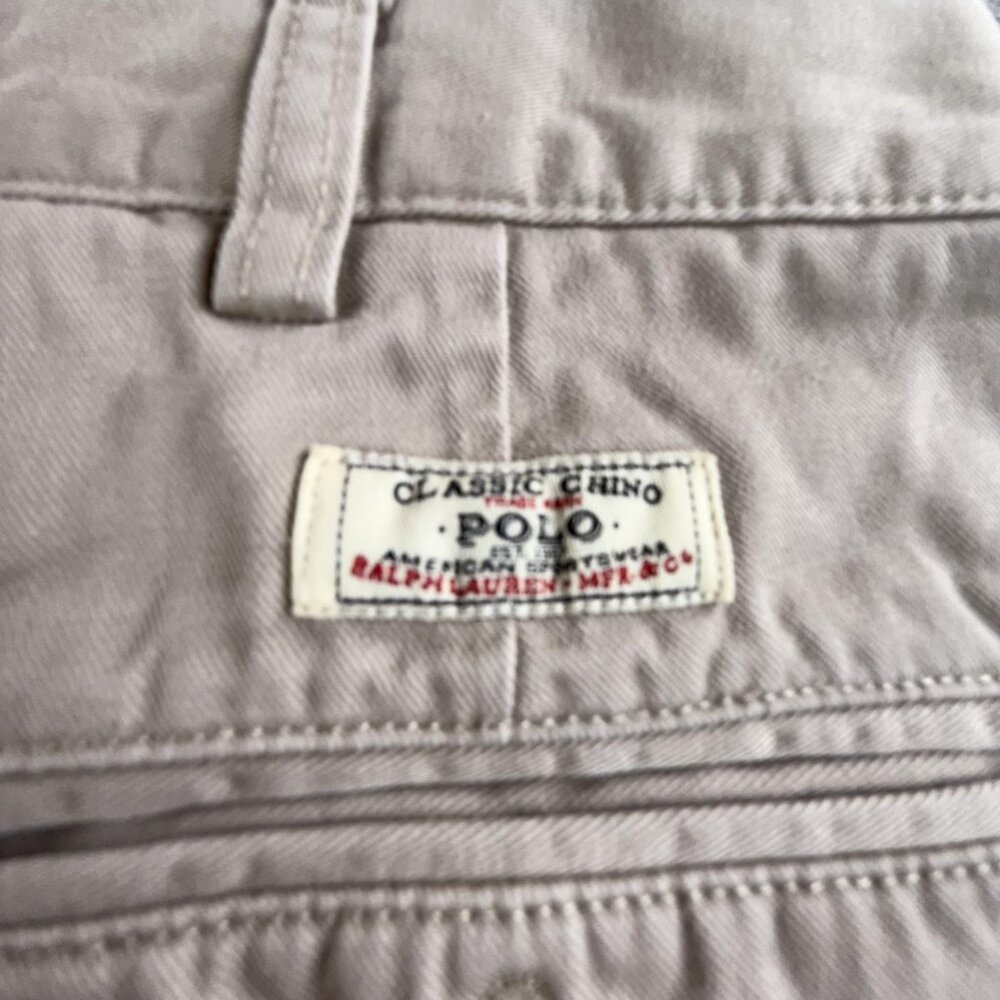 Vintage Polo Ralph Lauren Chino Pants Mens 35x33 Khaki Tan Andrew Pant Pleated - Picture 9 of 16